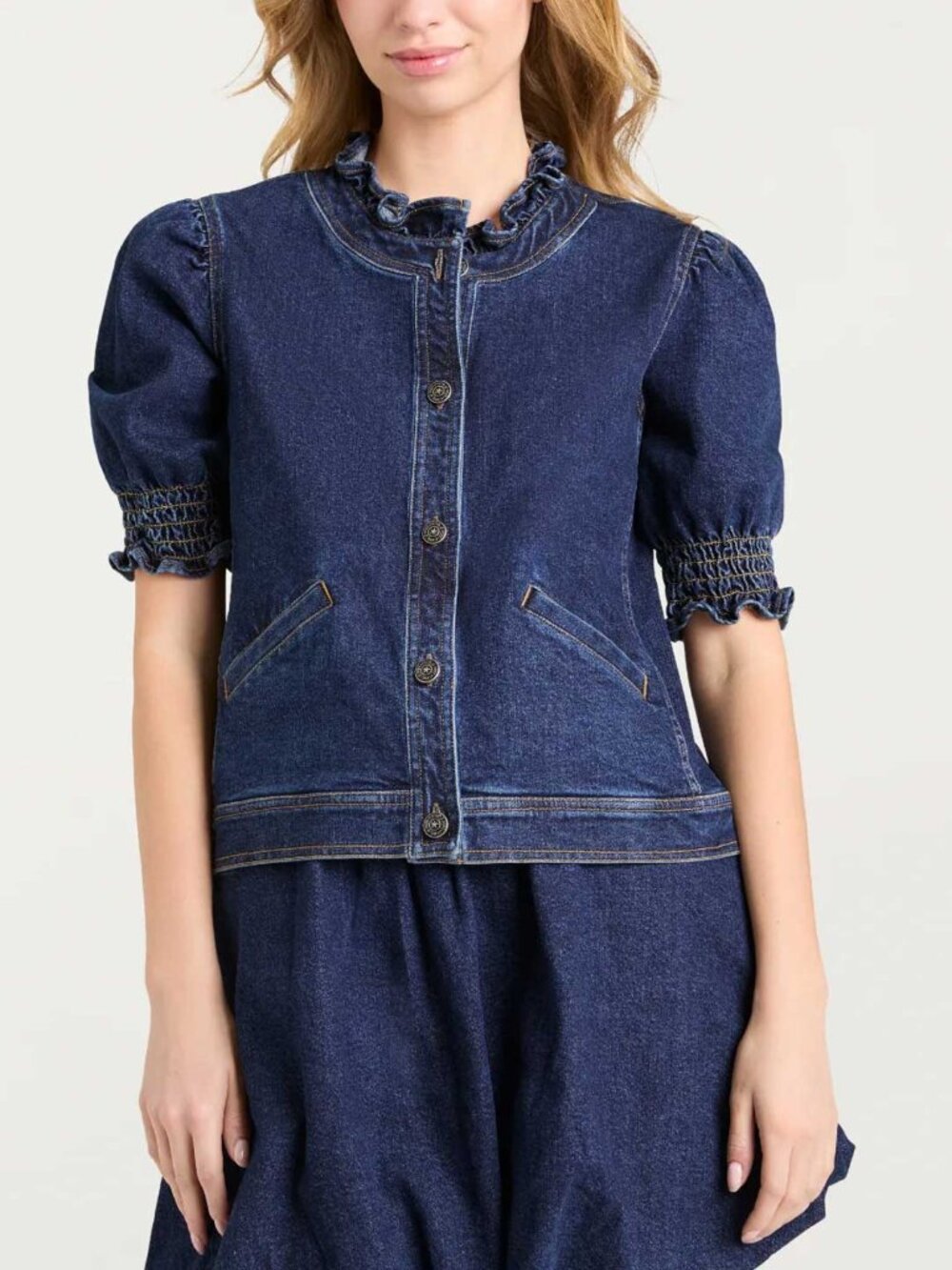 Cinq A Sept Quincy Short Sleeve Jean Jacket Large